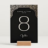 "Heirloom Branches" - Table Numbers in Midnight by GeekInk Design - Displayed (stand not included)