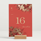 "Happiness" - Table Numbers in Cherry by Shannon Chen of Four Wet Feet Studio - Displayed (stand not included)