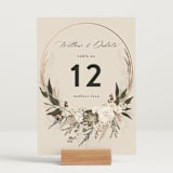 "Botanical Edge" - Table Numbers in Latte by Susan Moyal - Displayed (stand not included)