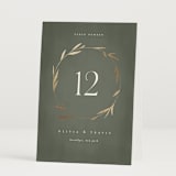"Minimal Circle" - Table Numbers in Moss by Kelly Schmidt - Folded