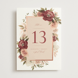"Romantic Frame" - Table Numbers in Peony by Wildfield Paper Co - Front