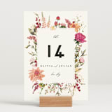 "Lush" - Table Numbers in Magenta by Susan Moyal - Displayed (stand not included)