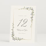 "Flowering Vine" - Table Numbers in Bluebell by Everett Paper Goods - Folded