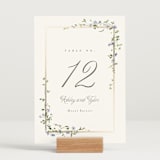 "Flowering Vine" - Table Numbers in Bluebell by Everett Paper Goods - Displayed (stand not included)