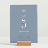 "meet me in the garden" - Table Numbers in Cornflower by Grae - Displayed (stand not included)