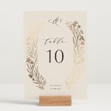 "Floral Border" - Table Numbers in Champagne by Leah Bisch - Displayed (stand not included)