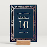 "Opulent Border" - Table Numbers in Navy by Hooray Creative - Displayed (stand not included)