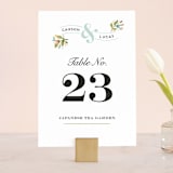 "Floral Ampersand" - Table Numbers in Sea Breeze by Jennifer Wick - Front