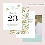 "Floral Ampersand" - Table Numbers in Sea Breeze by Jennifer Wick - Back of Card Options