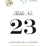 "Floral Ampersand" - Table Numbers in Sea Breeze by Jennifer Wick - Detail
