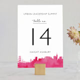 "Skyline-San Francisco" - Table Numbers in Fuchsia by Laura Condouris - Front