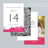 "Skyline-San Francisco" - Table Numbers in Fuchsia by Laura Condouris - Back of Card Options