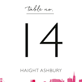 "Skyline-San Francisco" - Table Numbers in Fuchsia by Laura Condouris - Detail