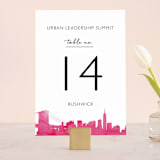"Skyline -New York" - Table Numbers in Fuchsia by Laura Condouris - Front