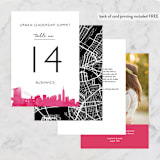 "Skyline -New York" - Table Numbers in Fuchsia by Laura Condouris - Back of Card Options