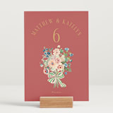 "Ruban en Fleur" - Table Numbers in Rose by Itsy Belle Studio - Displayed (stand not included)