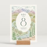 "River Valley" - Table Numbers in Pine by Paper Sun Studio - Displayed (stand not included)