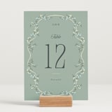 "Trailing Garden" - Table Numbers in Butter mint by Laura Hankins - Displayed (stand not included)