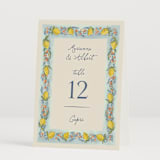 "Amalfi Coast Wedding" - Table Numbers in Aqua by Chris Griffith - Folded