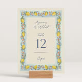 "Amalfi Coast Wedding" - Table Numbers in Aqua by Chris Griffith - Displayed (stand not included)