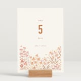 "Floral Border" - Table Numbers in Peach by Pippa Shaw - Displayed (stand not included)