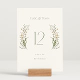 "delicate buds" - Table Numbers in Olive by Jennifer Wick - Displayed (stand not included)