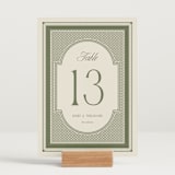 "Literary" - Table Numbers in Moss by Kelly Watkins - Displayed (stand not included)