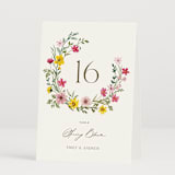 "Wildflower Wreath" - Table Numbers in Peony by Yaling Hou Suzuki - Folded