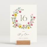 "Wildflower Wreath" - Table Numbers in Peony by Yaling Hou Suzuki - Displayed (stand not included)