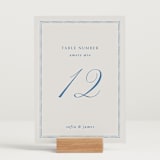 "Amalfi Blue" - Table Numbers in Blue Mist by Design Lotus - Displayed (stand not included)