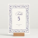 "Blooming Crest" - Table Numbers in Plum by Cass Loh - Displayed (stand not included)