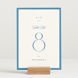"The Emma" - Table Numbers in Cerulean by Kristie Kern - Displayed (stand not included)