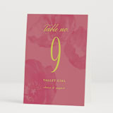 "Maximalist Poppies" - Table Numbers in Flamingo by Morgan Kendall - Folded