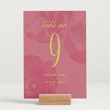 "Maximalist Poppies" - Table Numbers in Flamingo by Morgan Kendall - Displayed (stand not included)