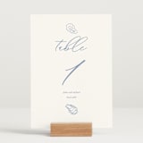 "I found my pearl" - Table Numbers in Oyster Blue by Cotton and Bow - Displayed (stand not included)
