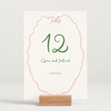 "Squiggly type" - Table Numbers in Carnation by Creo Study - Displayed (stand not included)