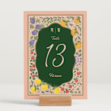 "Bountiful" - Table Numbers in Verde by Paper Sun Studio - Displayed (stand not included)