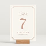 "Avery" - Table Numbers in Dusty Pink by Jennifer Postorino - Displayed (stand not included)