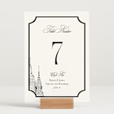 "New York Skyline" - Table Numbers in Noir by Melinda Denison - Displayed (stand not included)