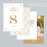 "Ornate Monogram" - Table Numbers in Faux Gold by Kristen Smith - Back of Card Options