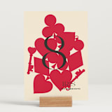 "Pair of Hearts from Disney's Alice In Wonderland" - Table Numbers in Ruby by Baumbirdy - Displayed (stand not included)