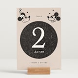 "Disney's Retro Mickey Mouse and Minnie Mouse" - Table Numbers in Retro by Sumak Studio - Displayed (stand not included)