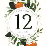 "Orange Blossoms" - Table Numbers in Pearl by Susan Moyal - Detail
