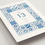 "watercolor tile" - Table Numbers in Navy by Anastasia Makarova - Detail