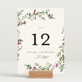 "Romantic Florals" - Table Numbers in Peony by Susan Moyal - Displayed (stand not included)