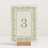 "Framed Floral" - Table Numbers in Mustard by Baumbirdy - Displayed (stand not included)