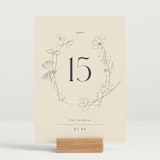 "floral stamp" - Table Numbers in Ivory by Baumbirdy - Displayed (stand not included)