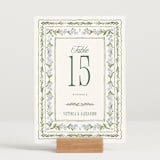 "Vintage Sketched" - Table Numbers in Wisteria by Jenna Holcomb - Displayed (stand not included)