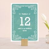 "Fiesta Folk Art" - Table Numbers in Lagoon by root beer float - Front