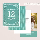 "Fiesta Folk Art" - Table Numbers in Lagoon by root beer float - Back of Card Options